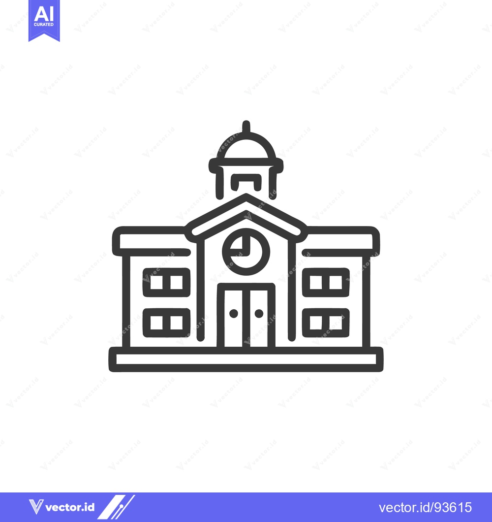 Premium Vector dari Minimalist Line Art: Classic Building with Clock Tower Icon