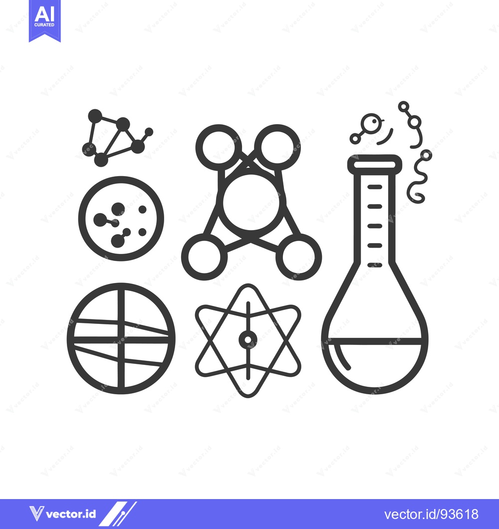Premium Vector dari Science and Chemistry Symbols with Beaker and Atom