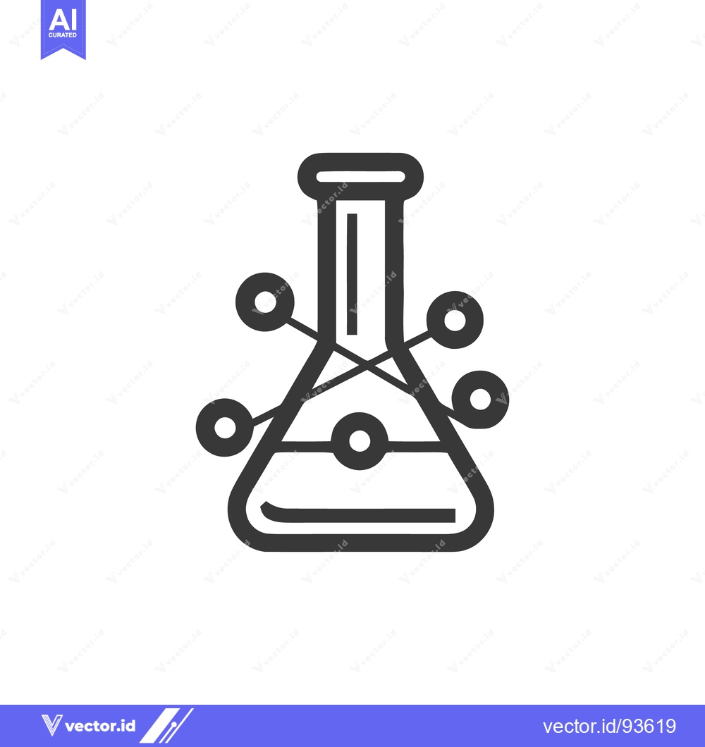 Premium Vector of Abstract Chemistry: Flask with Molecular Connections, Science Icon