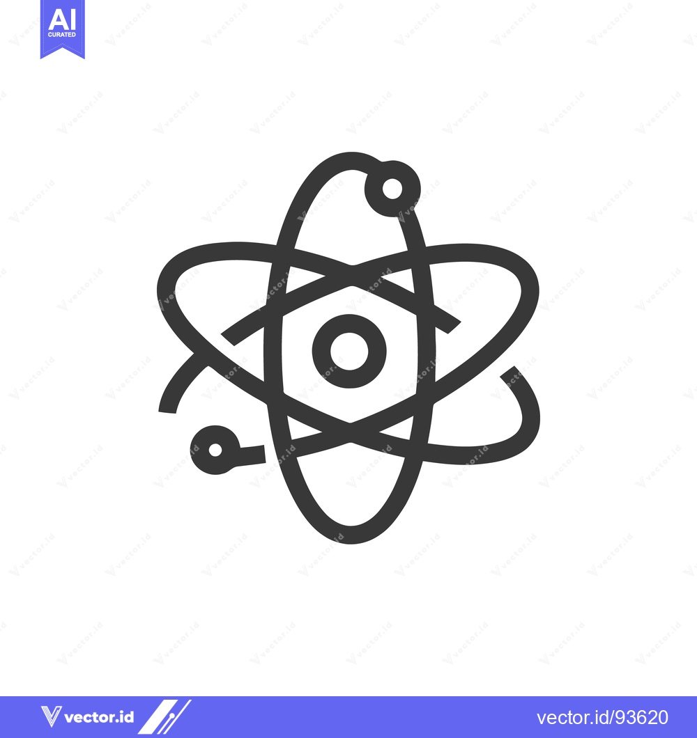 Premium Vector of Minimalist Atom Icon: Scientific Symbol with Orbiting Electrons in Bol