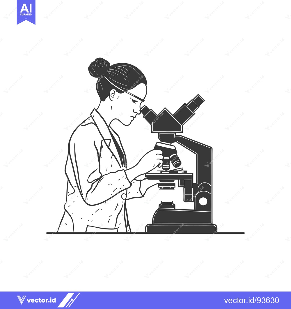 Premium Vector dari Scientist Looking Through a Microscope