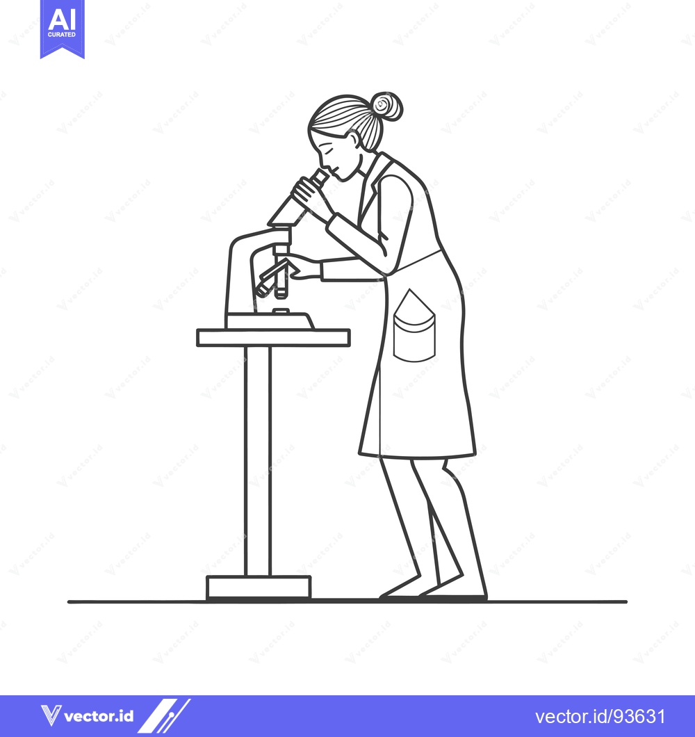 Premium Vector dari Scientist Using a Microscope in a Lab