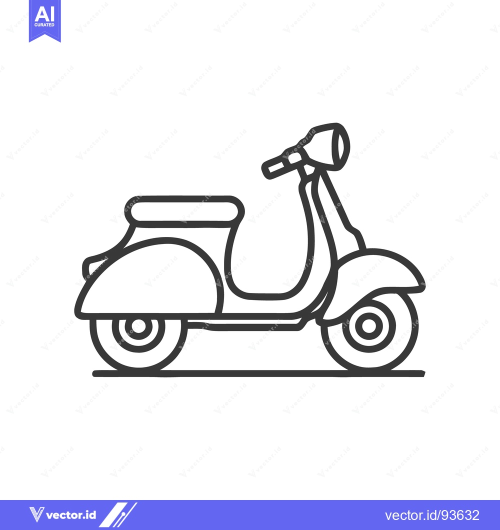 Premium Vector of Minimalist Scooter Outline: Clean Vector Illustration on White Backgro
