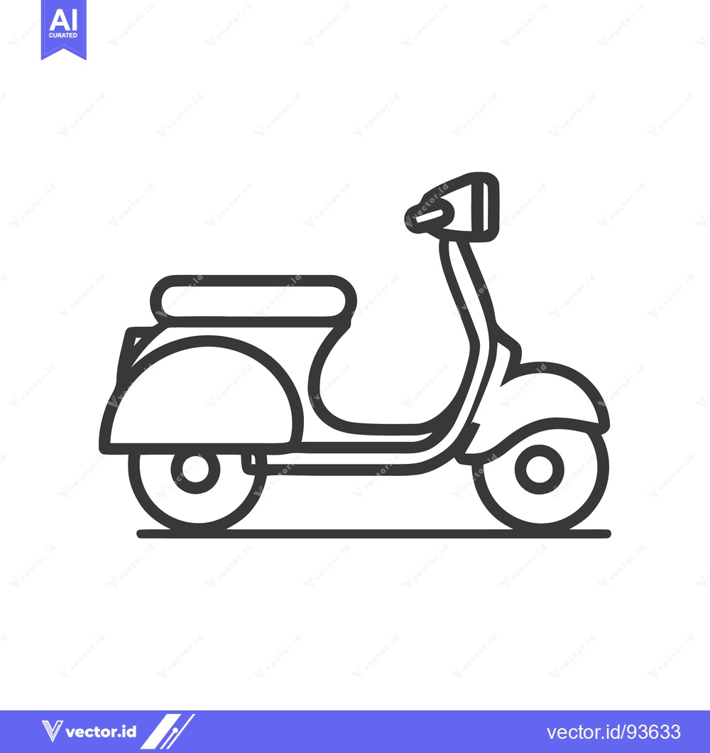 Premium Vector of Minimalist Scooter Icon: Retro Design with Bold Outline on White Backg