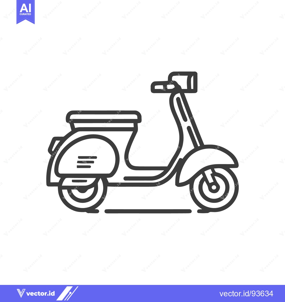 Premium Vector of Minimalist Scooter Icon: Clean Line Art Illustration on White Backgrou