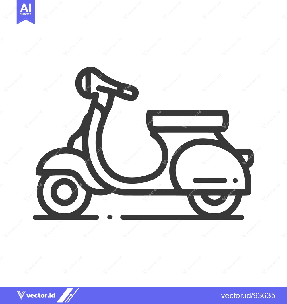 Premium Vector dari Minimalist Scooter Icon: Retro Design with Bold Outline on White Backg
