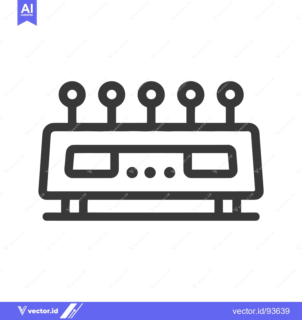 Premium Vector of Modern Router Icon with Five Antennas, Minimalist Design