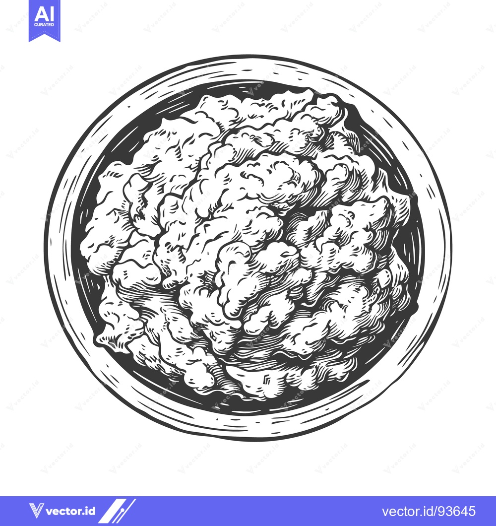 Premium Vector of Illustration depicting a bowl of a creamy or fluffy food item