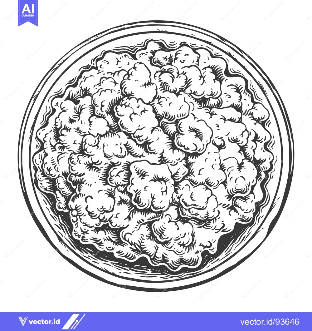 Premium Vector of A vintage drawing depicts a full bowl of textured food