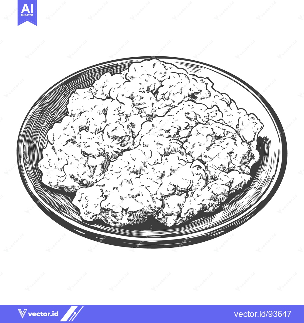Premium Vector dari A drawing of a plate containing a large portion of food