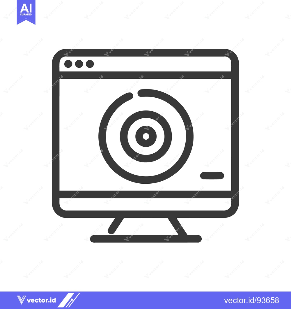 Premium Vector of Minimalist Computer Icon with Target Graphic on Screen, Isolated