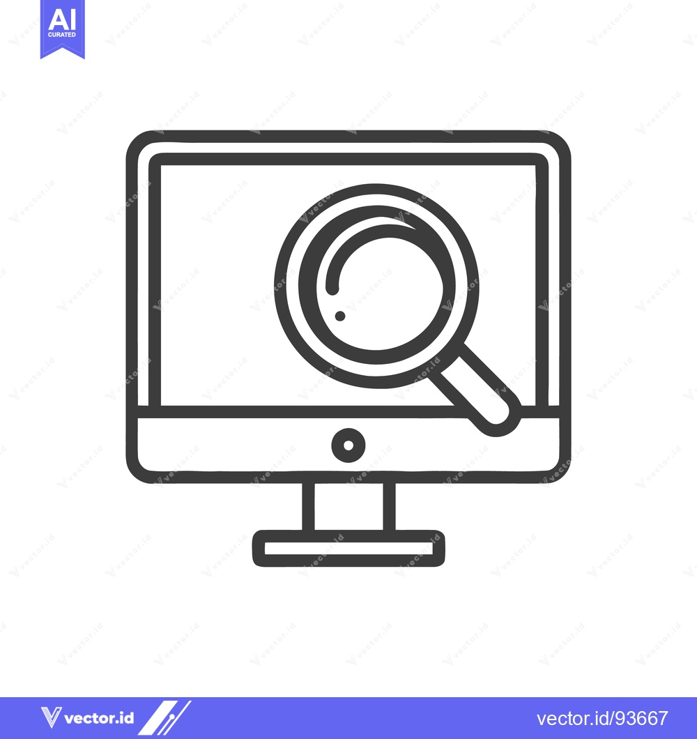 Premium Vector dari Computer Screen with Magnifying Glass Icon, Search Concept, Line Art