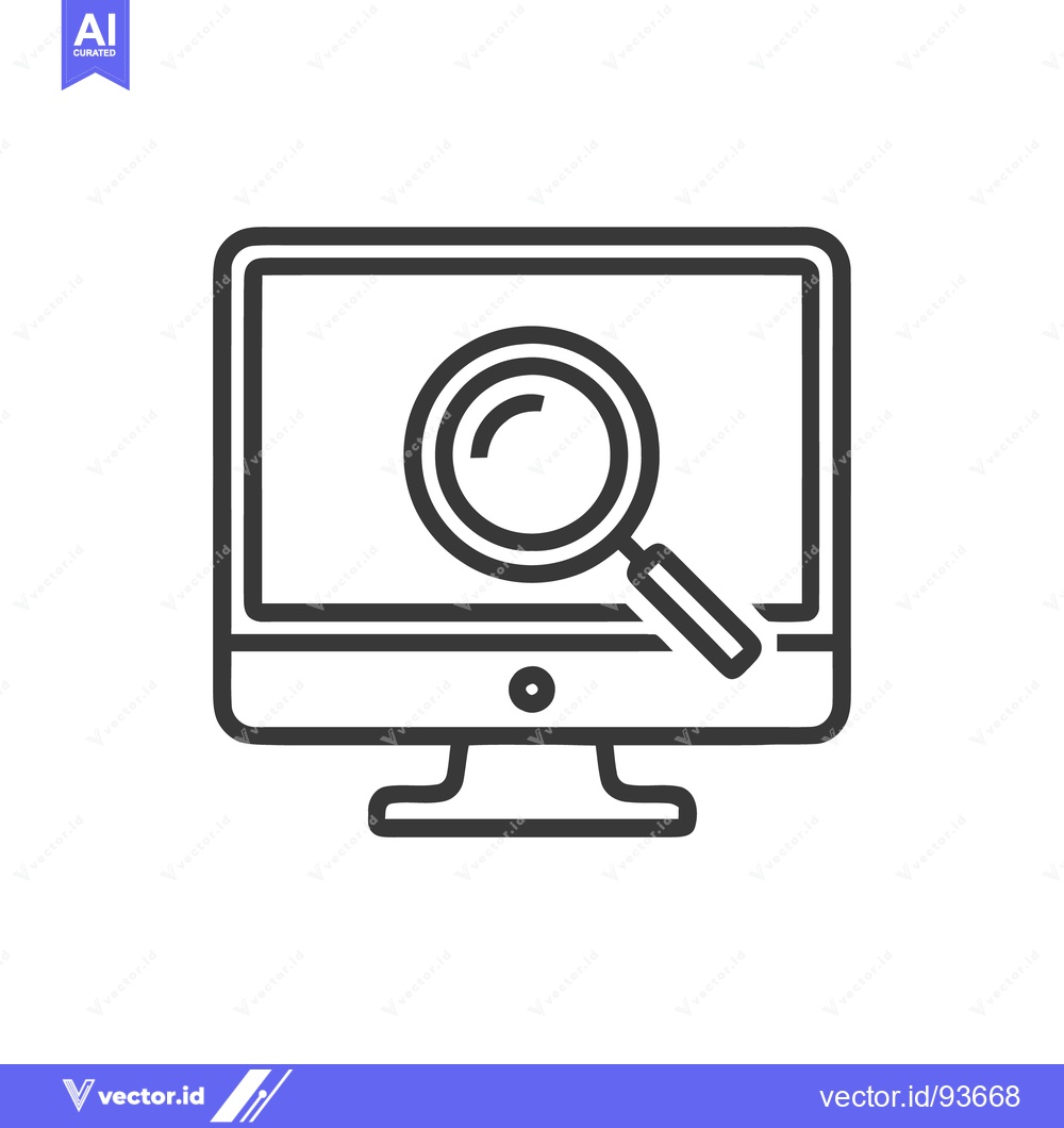 Premium Vector dari Computer Screen with Magnifying Glass Icon in Outline Style