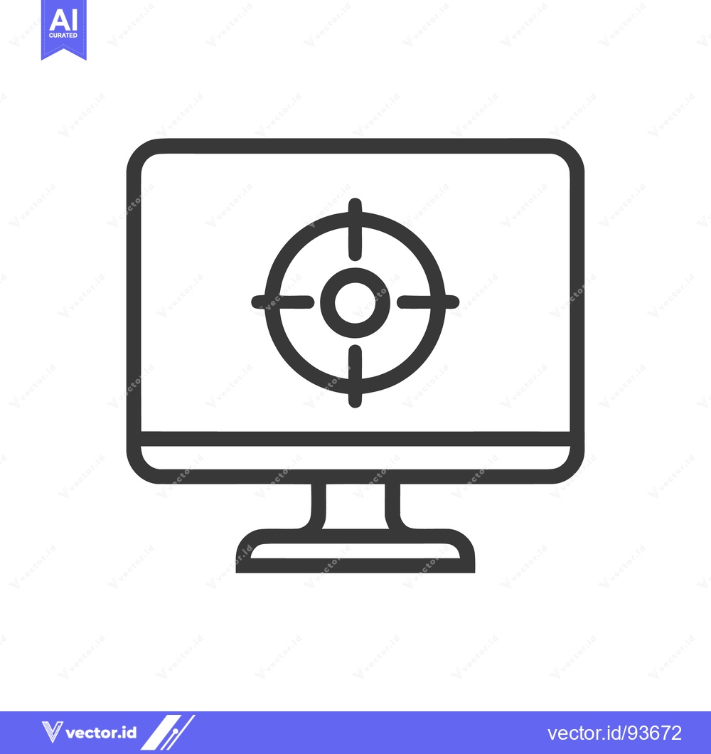 Premium Vector of Computer Monitor with Target Icon: Precision and Focus in Technology