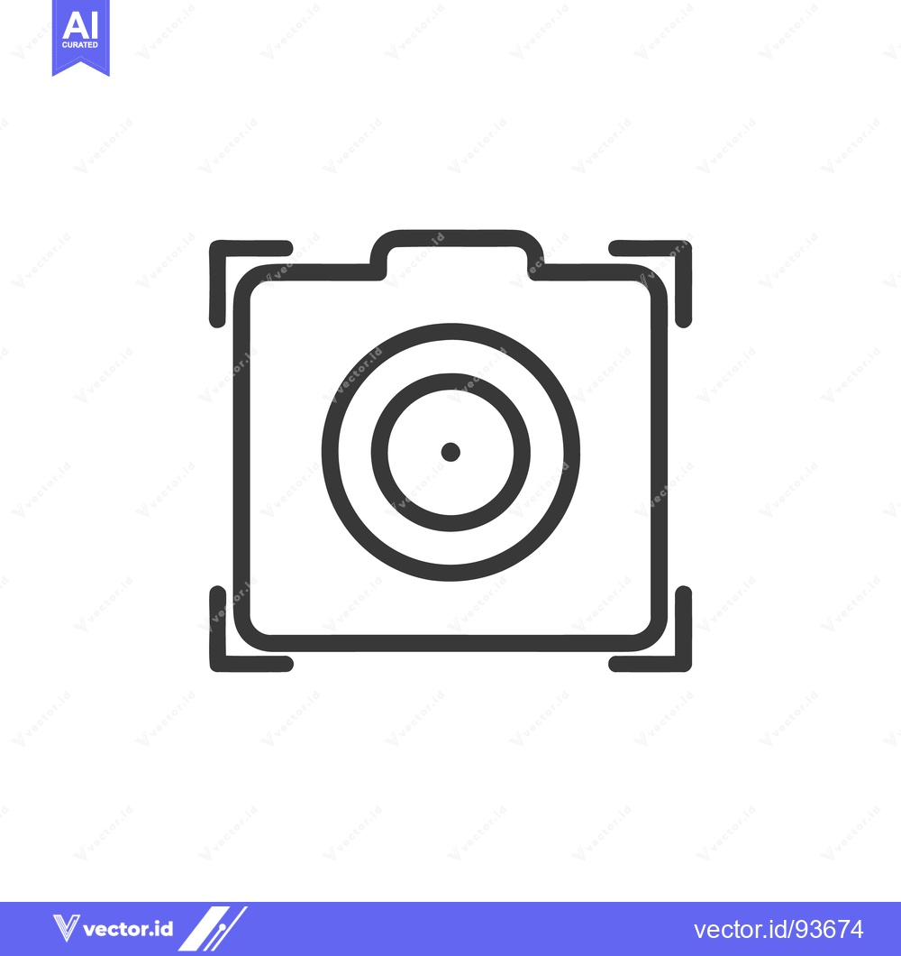 Premium Vector dari Minimalist Camera Icon with Focus Frame, Clean Line Art Style
