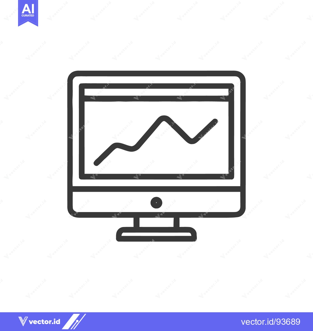Premium Vector dari Minimalist Computer Icon with Rising Graph, Business Success Concept