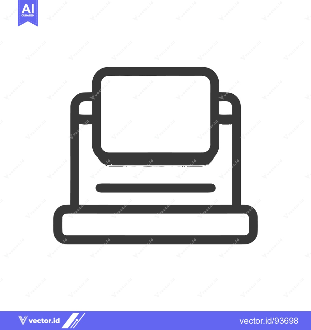 Premium Vector of Minimalist Typewriter Icon: Bold Outline, Retro Style, Isolated on Whi