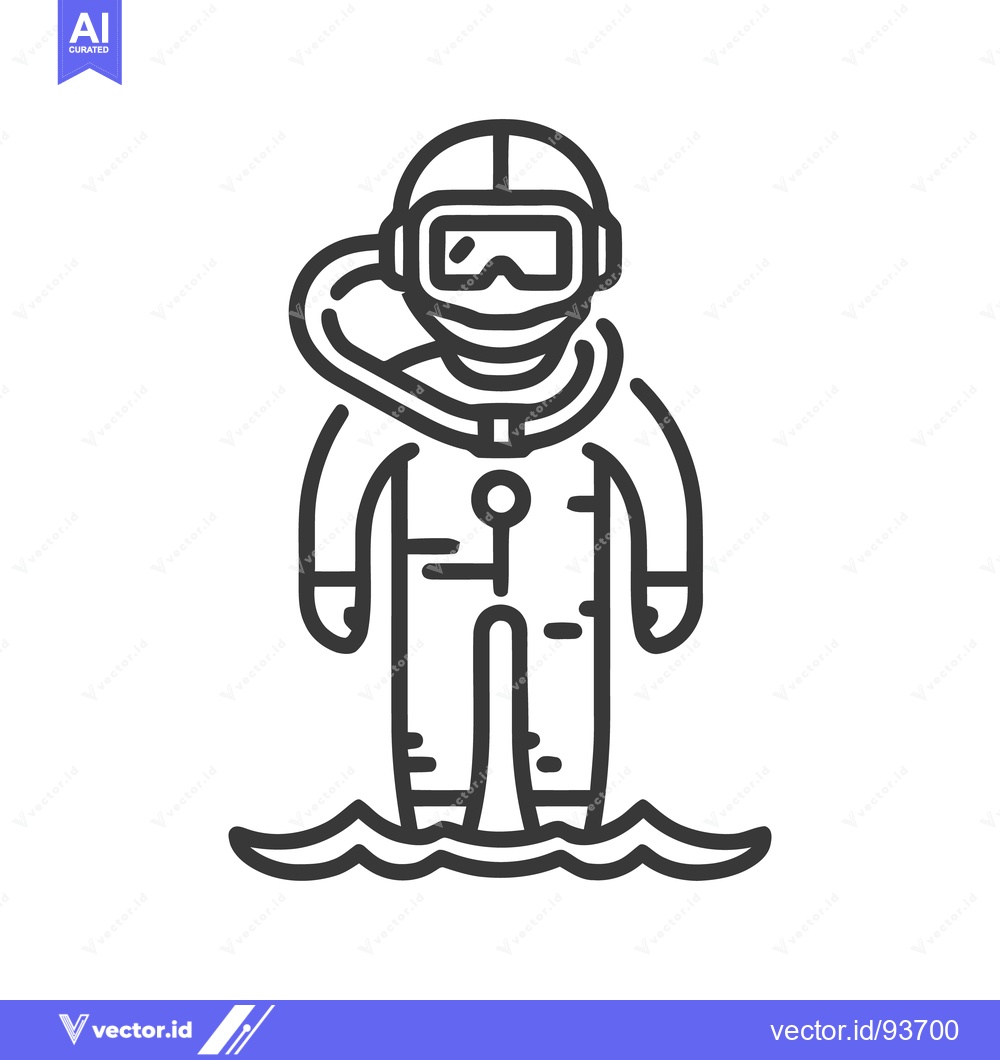 Premium Vector dari Stylized Diver Icon: Underwater Exploration in Minimalist Design