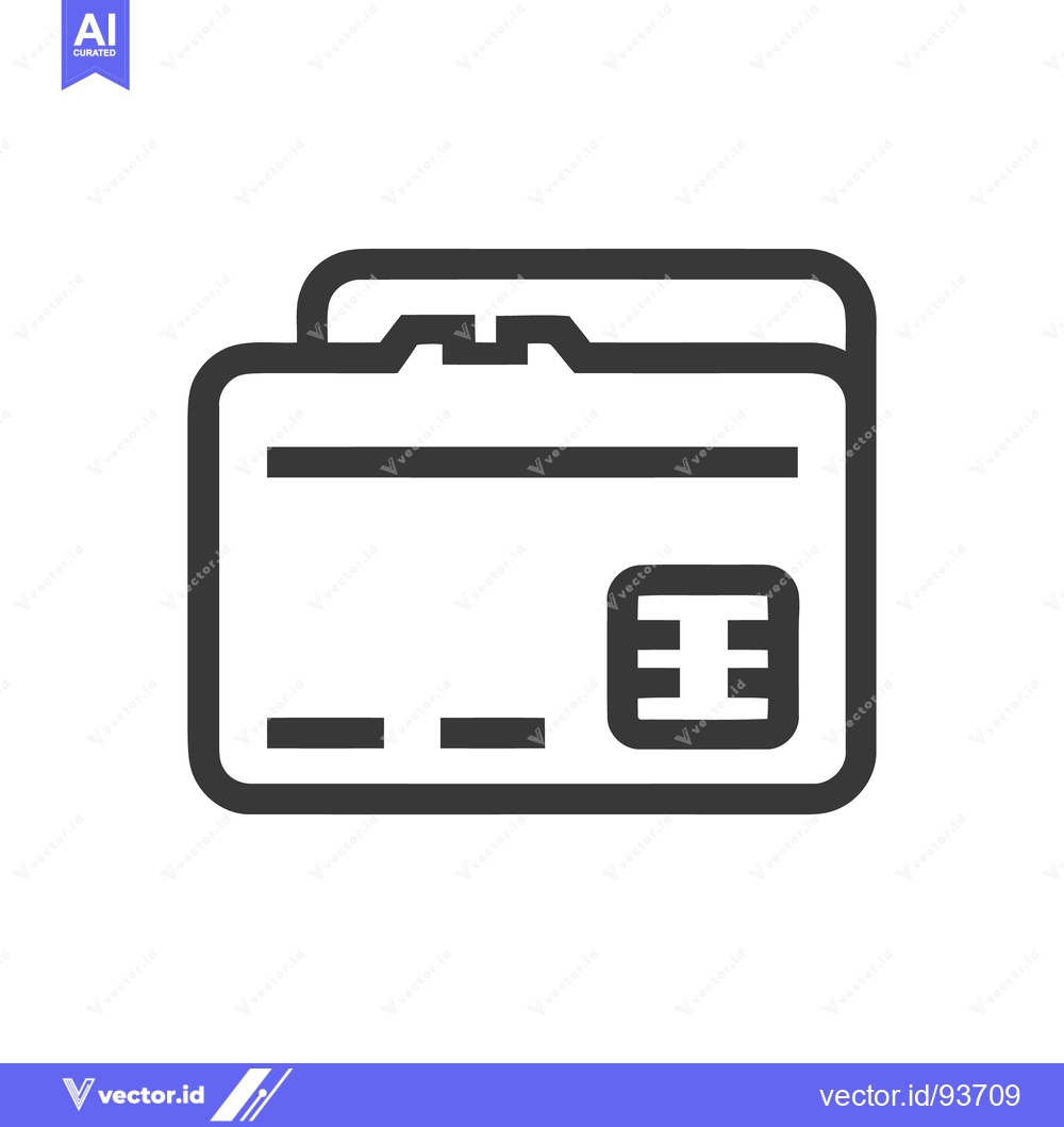 Premium Vector of Minimalist Credit Card Icon: Modern Finance Symbolism in Bold Outline