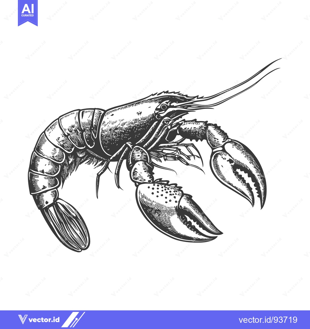 Premium Vector dari An illustration depicting a black and white engraving of a lobster