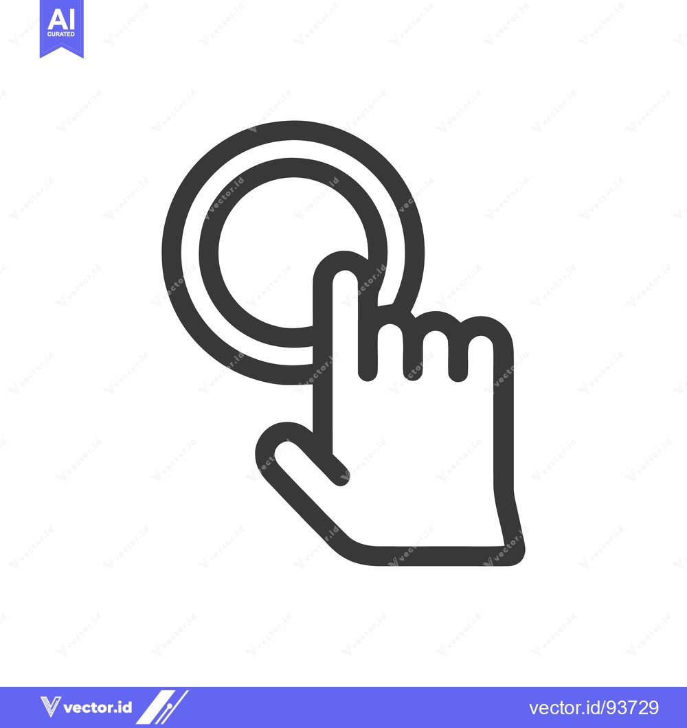 Premium Vector dari Finger Pressing Button Icon, Simple Line Art, Vector Illustration
