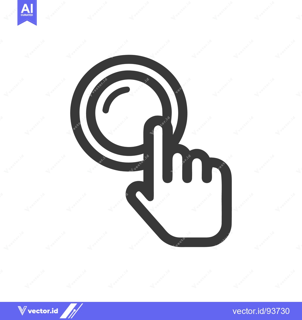 Premium Vector dari Finger Tapping Round Button: Minimalist Vector Icon for Interaction