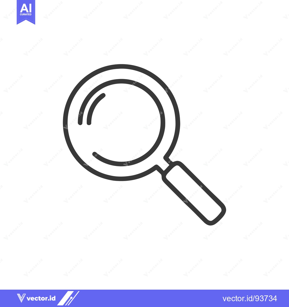 Premium Vector of Simple Magnifying Glass Icon, Minimalist Line Art on White Background