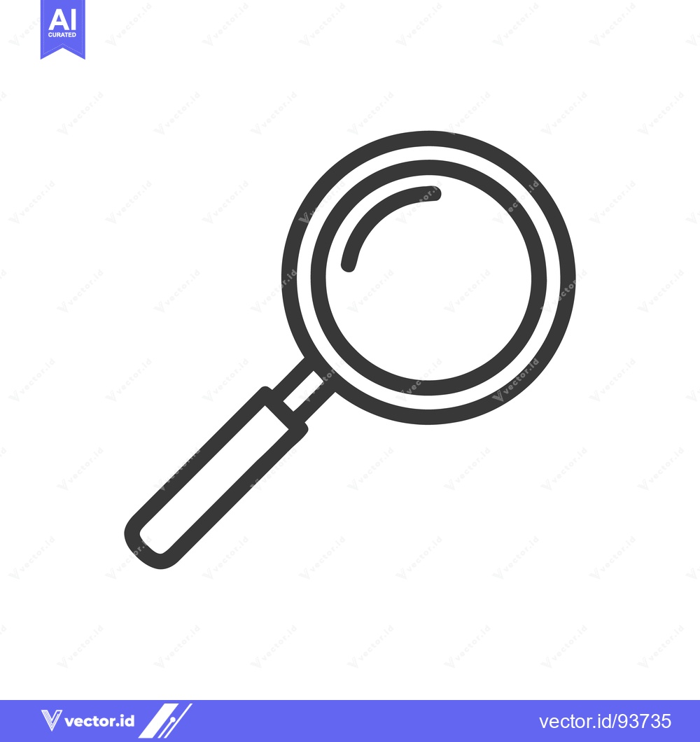 Premium Vector dari Simple Magnifying Glass Icon, Bold Outline, Minimalist Design on White