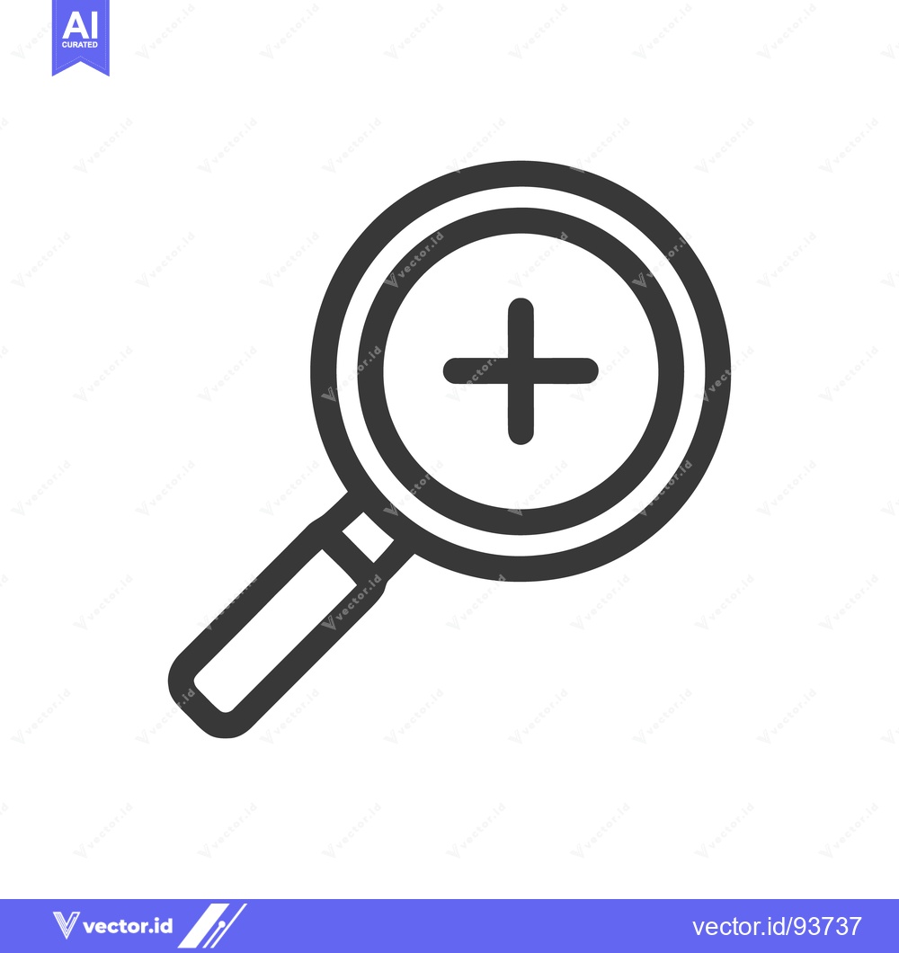 Premium Vector of Magnifying Glass with Plus Sign: Zoom In Icon, Detailed Line Art