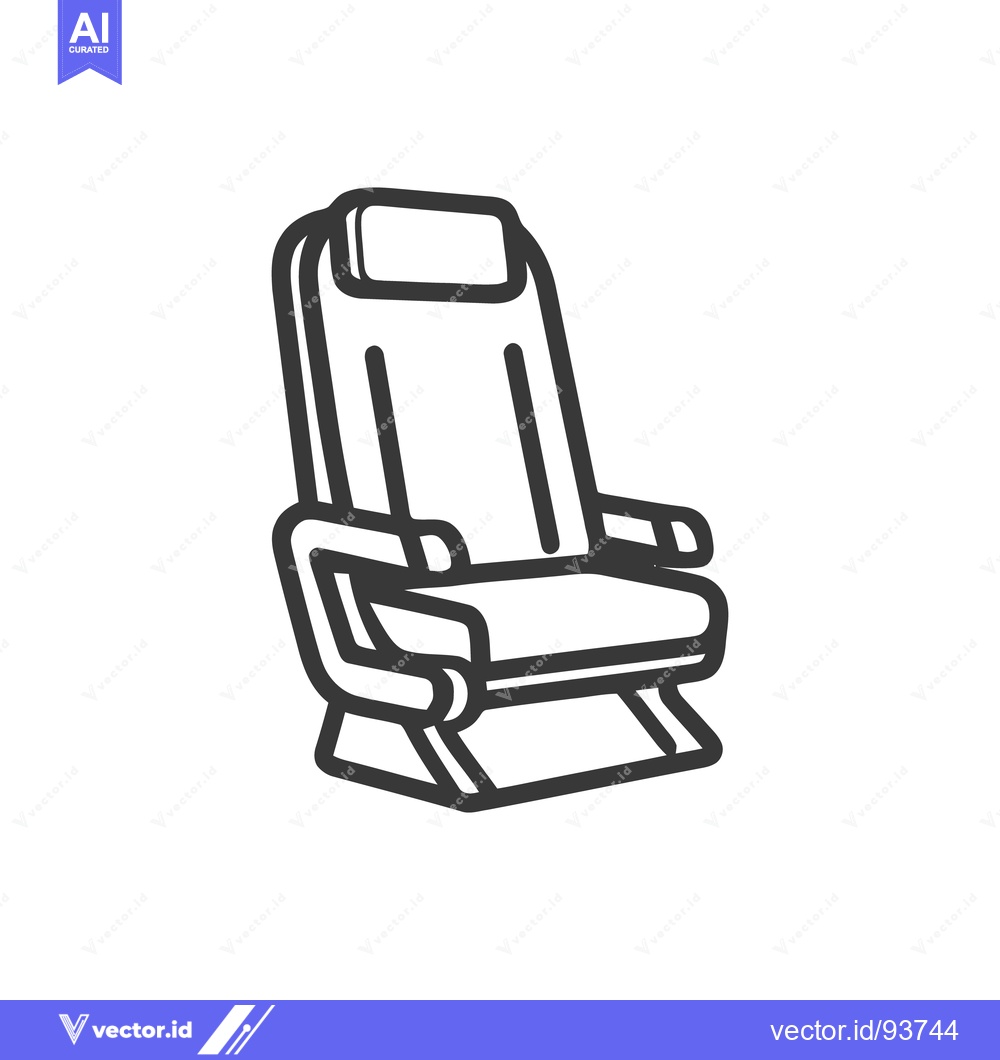 Premium Vector of Airplane Seat Icon: Minimalist Design with Headrest and Armrests