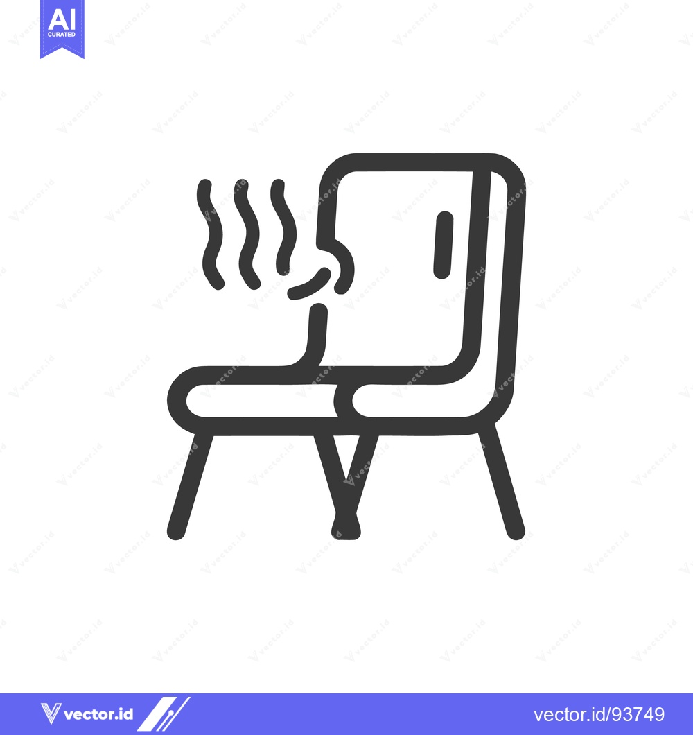 Premium Vector of Quirky Chair Icon with Steam, Minimalist Design on White Background