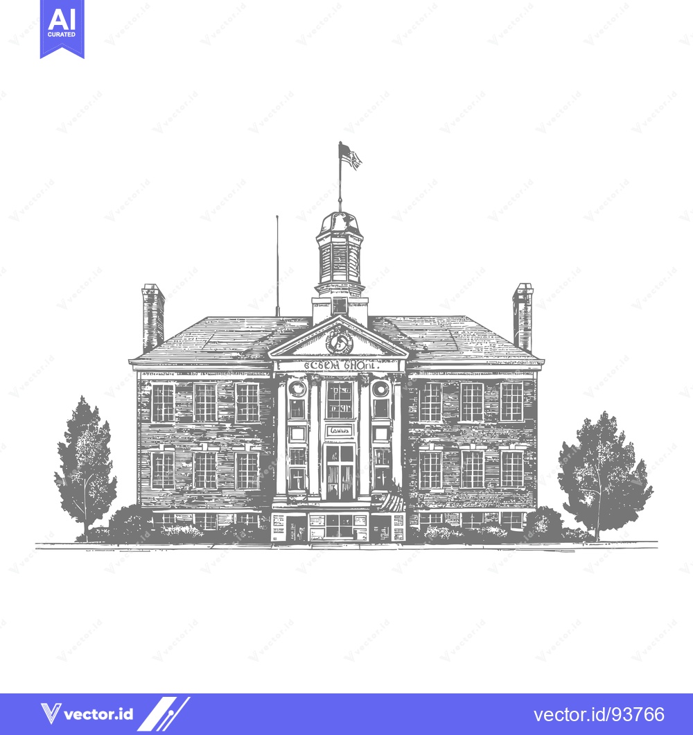 Premium Vector of A detailed artistic illustration depicting an elegant old brick buildi