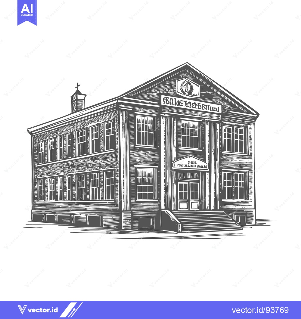Premium Vector dari A large classical building with a portico and multiple windows