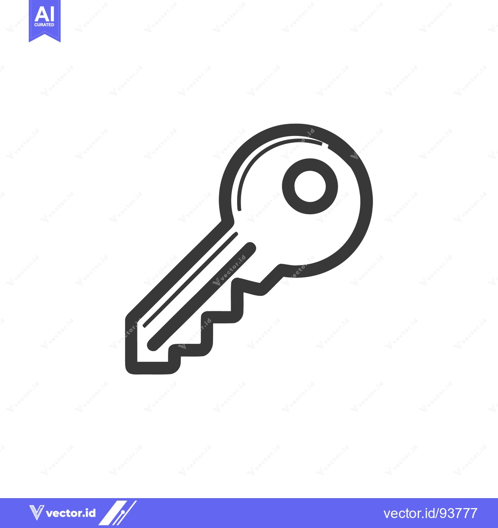 Premium Vector dari Minimalist Key Icon: Bold Outline on White Background