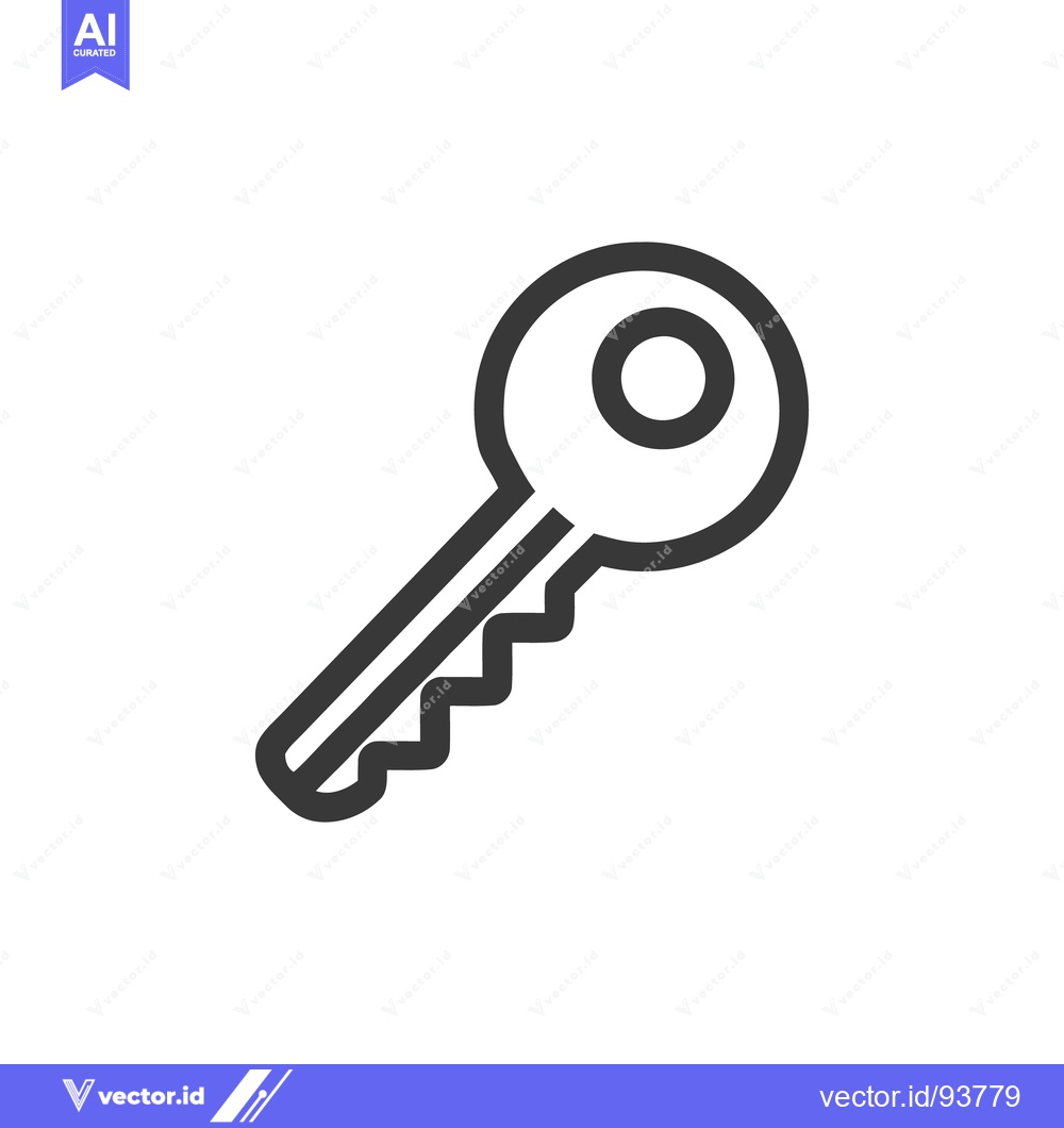 Premium Vector dari Simple Key Icon: Bold Outline on White Background, Security Concept