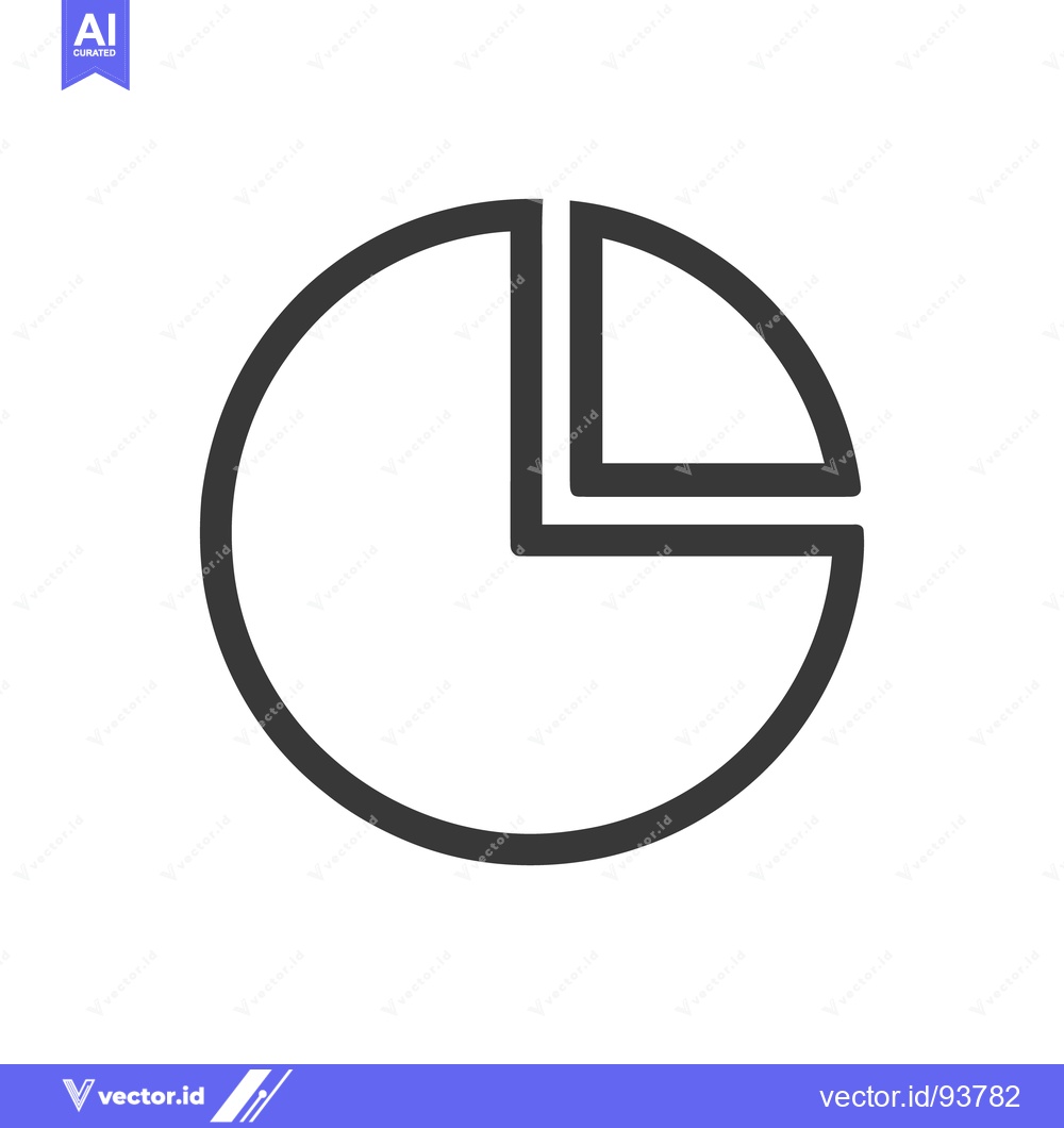Premium Vector of Simple Pie Chart Icon with One Quarter Segment Highlighted in Dark Gra