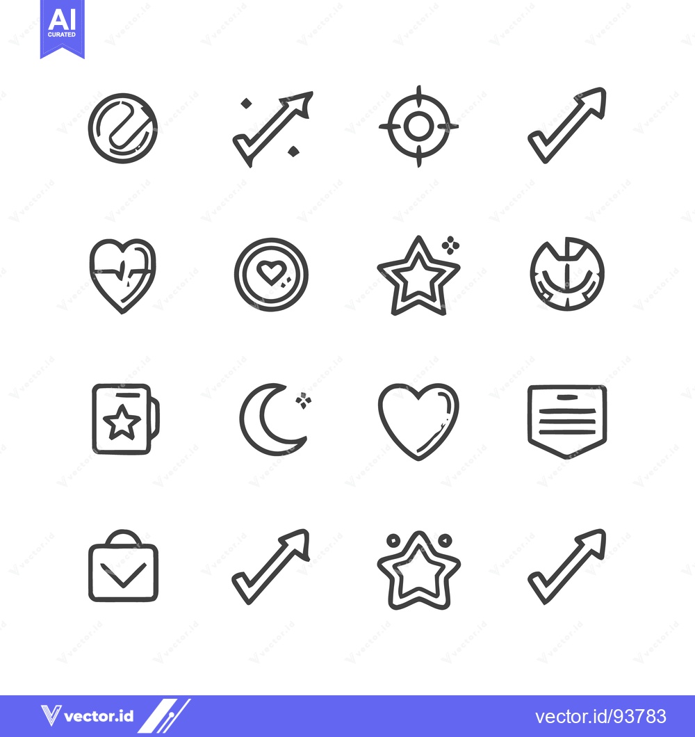 Premium Vector dari Minimalist Icon Set: Business, Love, Night, and Success Symbols in Cle