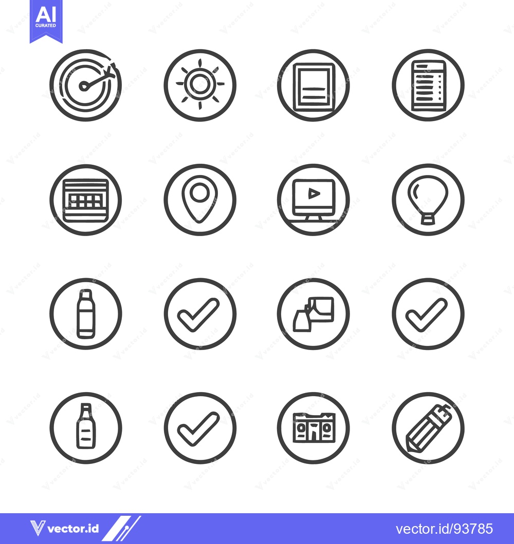 Premium Vector dari Minimalist Icon Set: Target, Sun, Document, List, Calendar, Location,