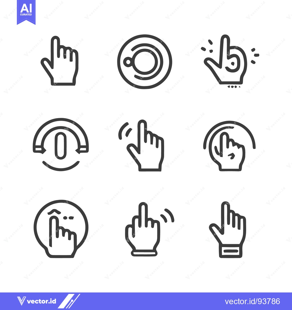 Premium Vector dari Diverse Hand Gesture Icons: Pointing, Rotating, Clicking, and Swiping