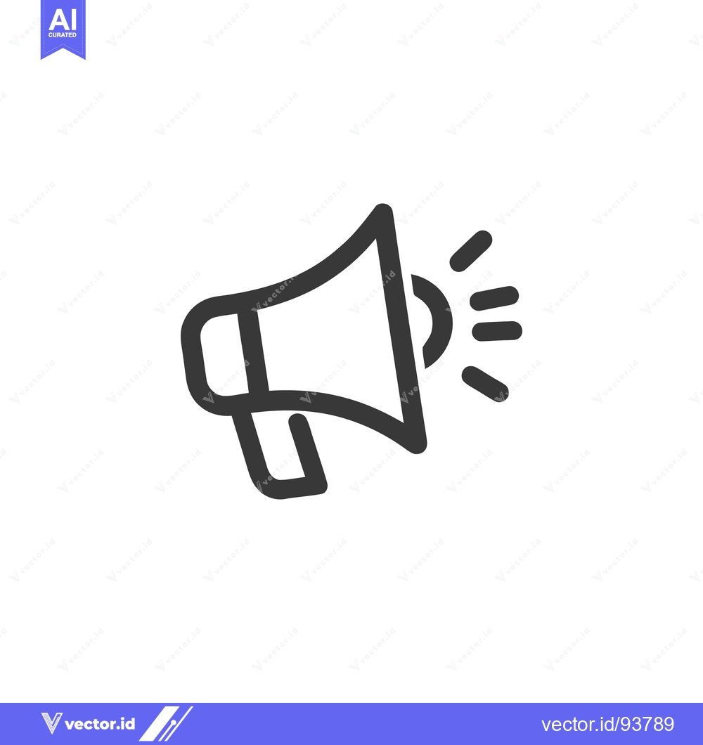 Premium Vector of Bold Line Art: Megaphone Icon with Sound Waves on White Background