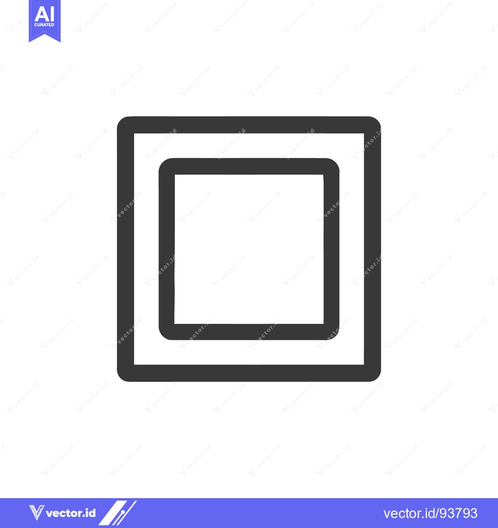 Premium Vector of Minimalist Square Frame Icon, Dark Gray Outline on White Background