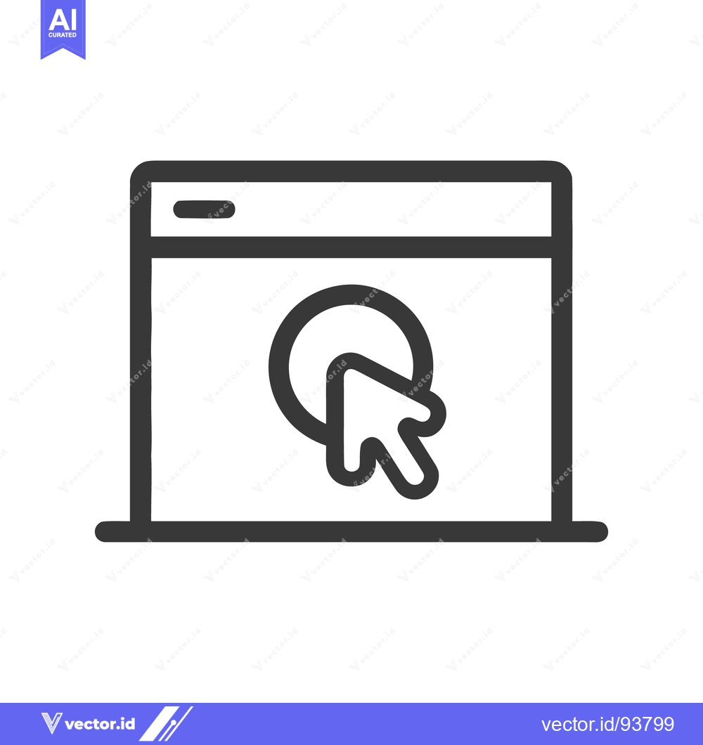 Premium Vector dari Browser Window with Cursor Clicking Icon, Minimalist Design