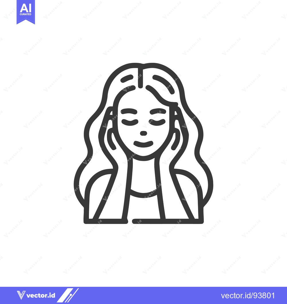 Premium Vector of Minimalist Line Art: Woman Massaging Face for Skincare Routine