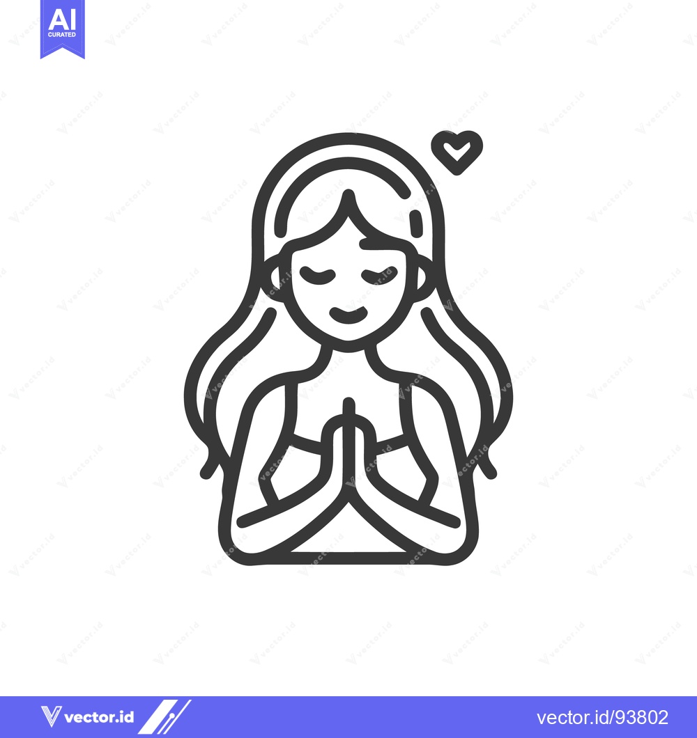 Premium Vector of Minimalist Line Art: Meditating Woman with Heart Symbol, Spiritual Ico