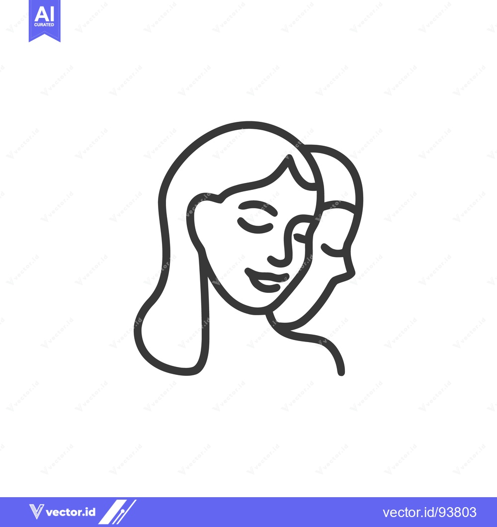 Premium Vector of Minimalist Line Art: Two Women in Profile, Serene Expression, Modern D