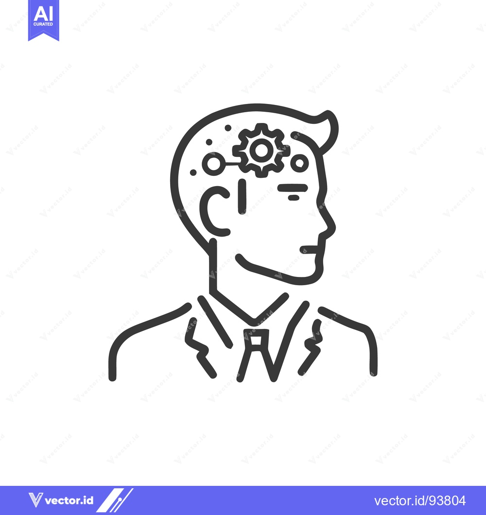 Premium Vector dari Conceptual Man with Gears in Head, Thinking Process Icon