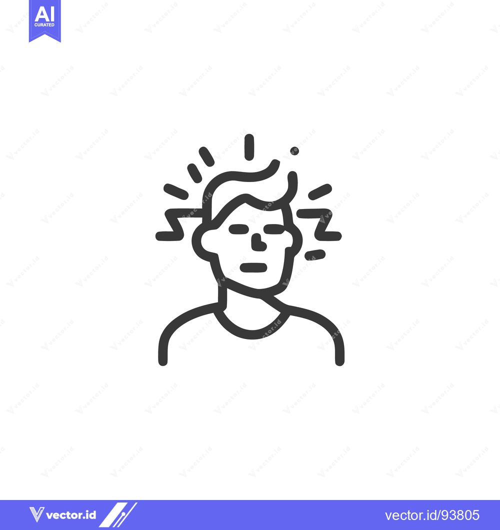 Premium Vector dari Stressed Man Icon: Anxiety, Headache, and Mental Health Illustration i