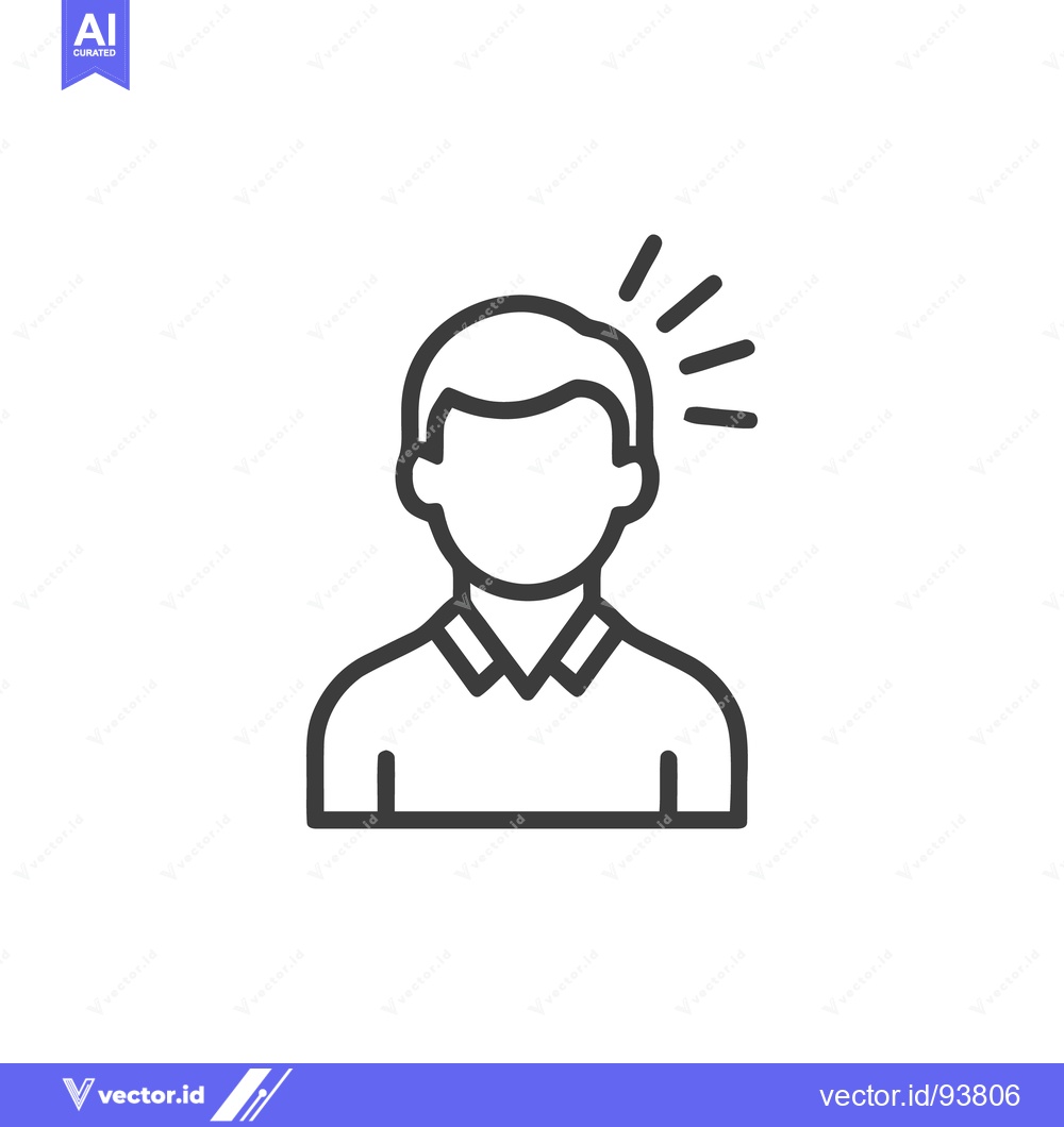 Premium Vector dari Idea Icon: Man with Lightbulb Moment, Outline Style