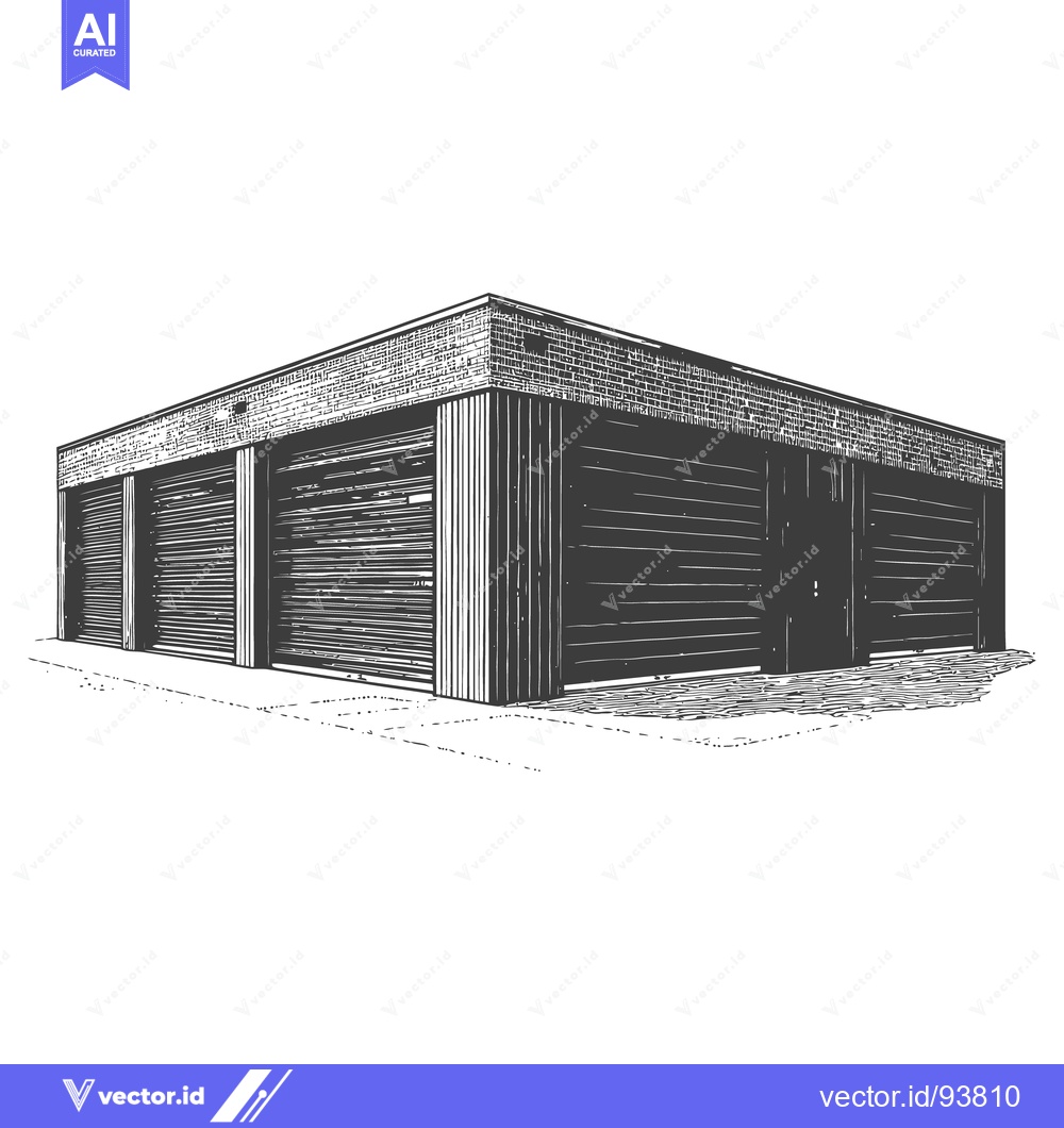 Premium Vector dari Exterior perspective drawing of a commercial storage building structur