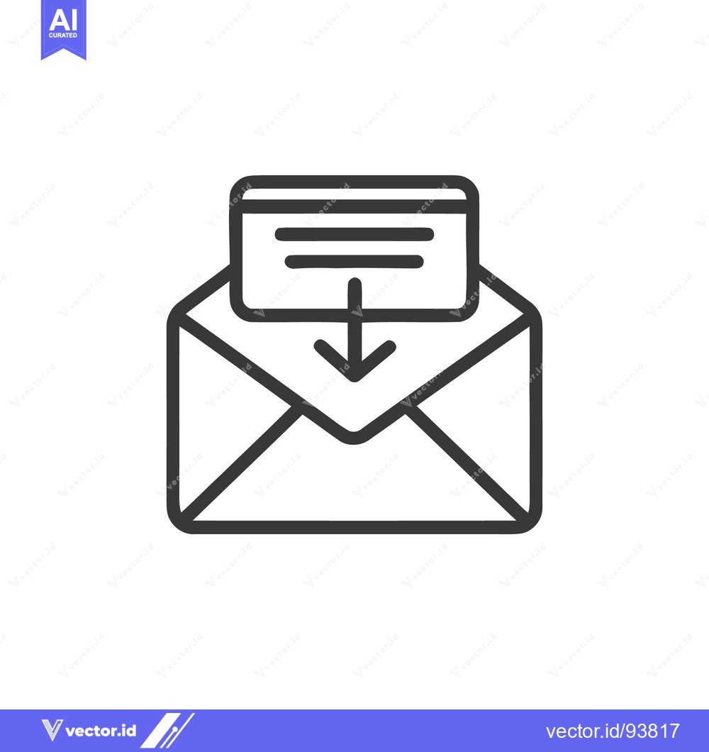 Premium Vector dari Simple Outline Icon of Email Inbox Message Delivery with Arrow